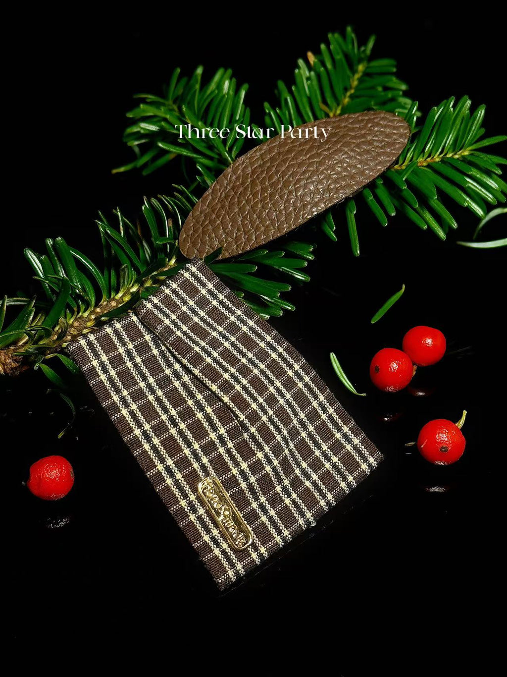 ACON Interchangeable Hair Clip Set | Plaid Fabric & Leather | Side Clip DuoON