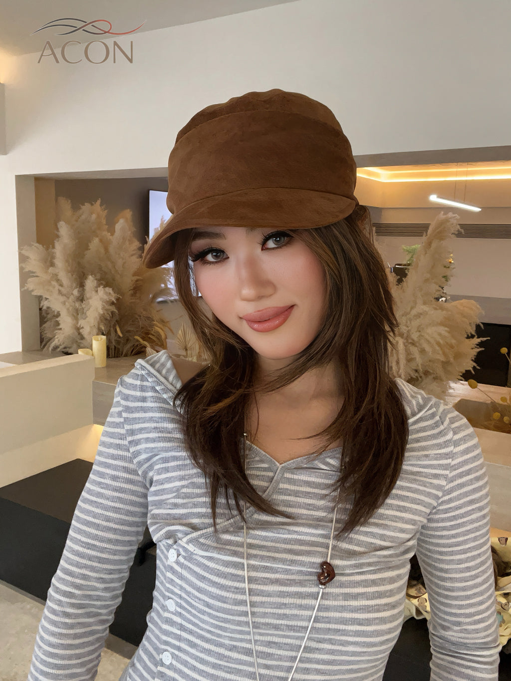 ACON Classic Brown Newsboy Cap - Vintage Baker Boy Hat