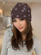 Purple Mesh Polka Dot Slouchy Beanie – 2026 Spring / Summer Mesh Series | ACON