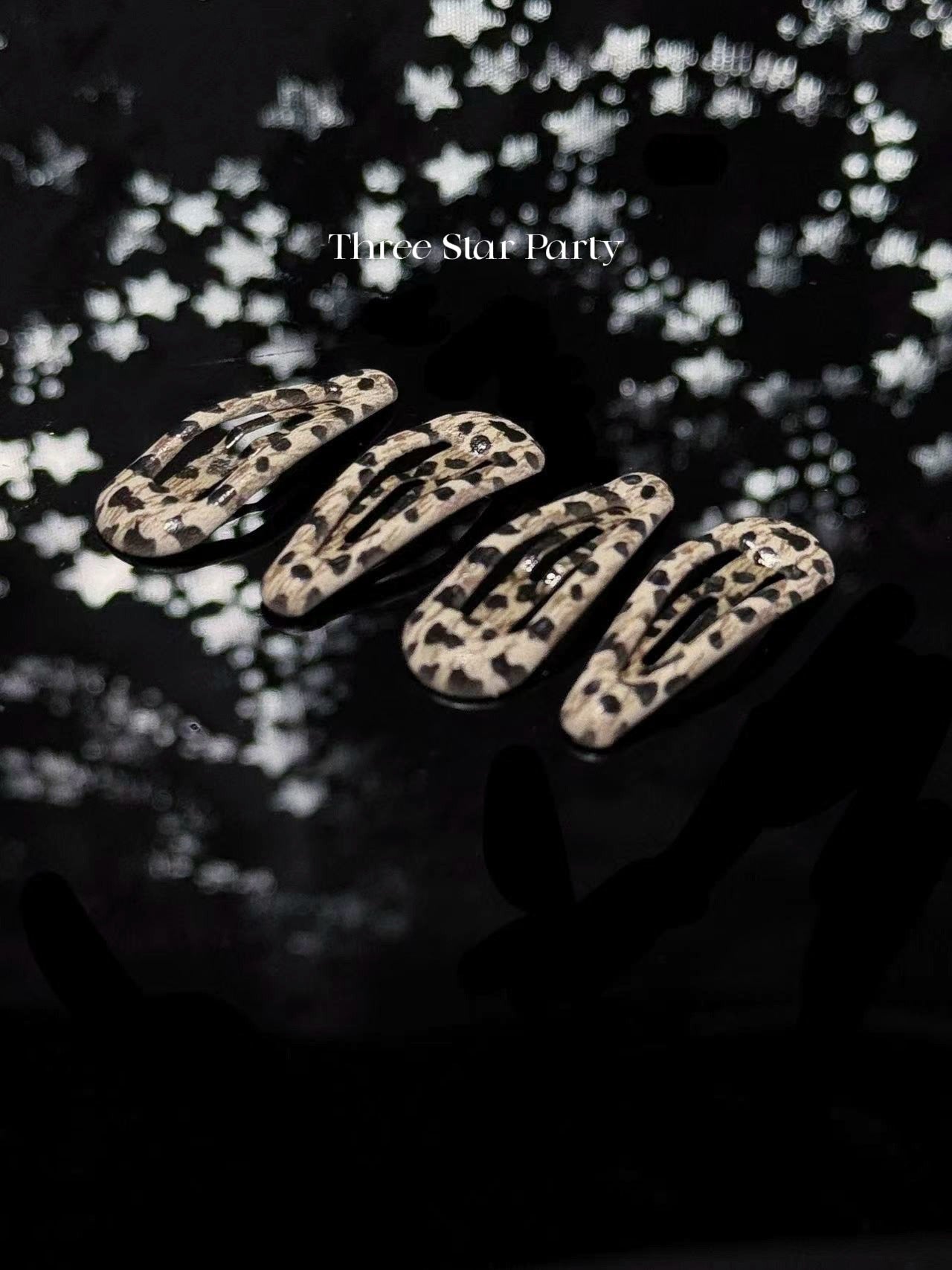 ACON Y2k Snap MiNi Hair Clips Leopard Print  for Hair Metal Hair Clip Set of 4 clips