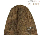 ACON Vintage Leopard Print Slouchy Beanie – Double Layer Cotton Warm Hat for Women