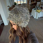 ACON Women's Leopard Faux Fur Hats Fluff Russian Style for Winter