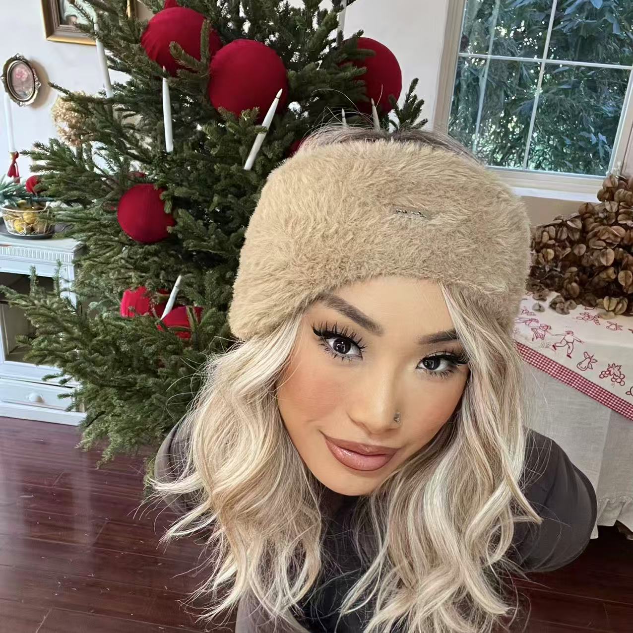 ACON Womens Ear Warmers Headbands Winter Warm Fuzzy Cable Knit Head Wrap Fleece Lined Gifts