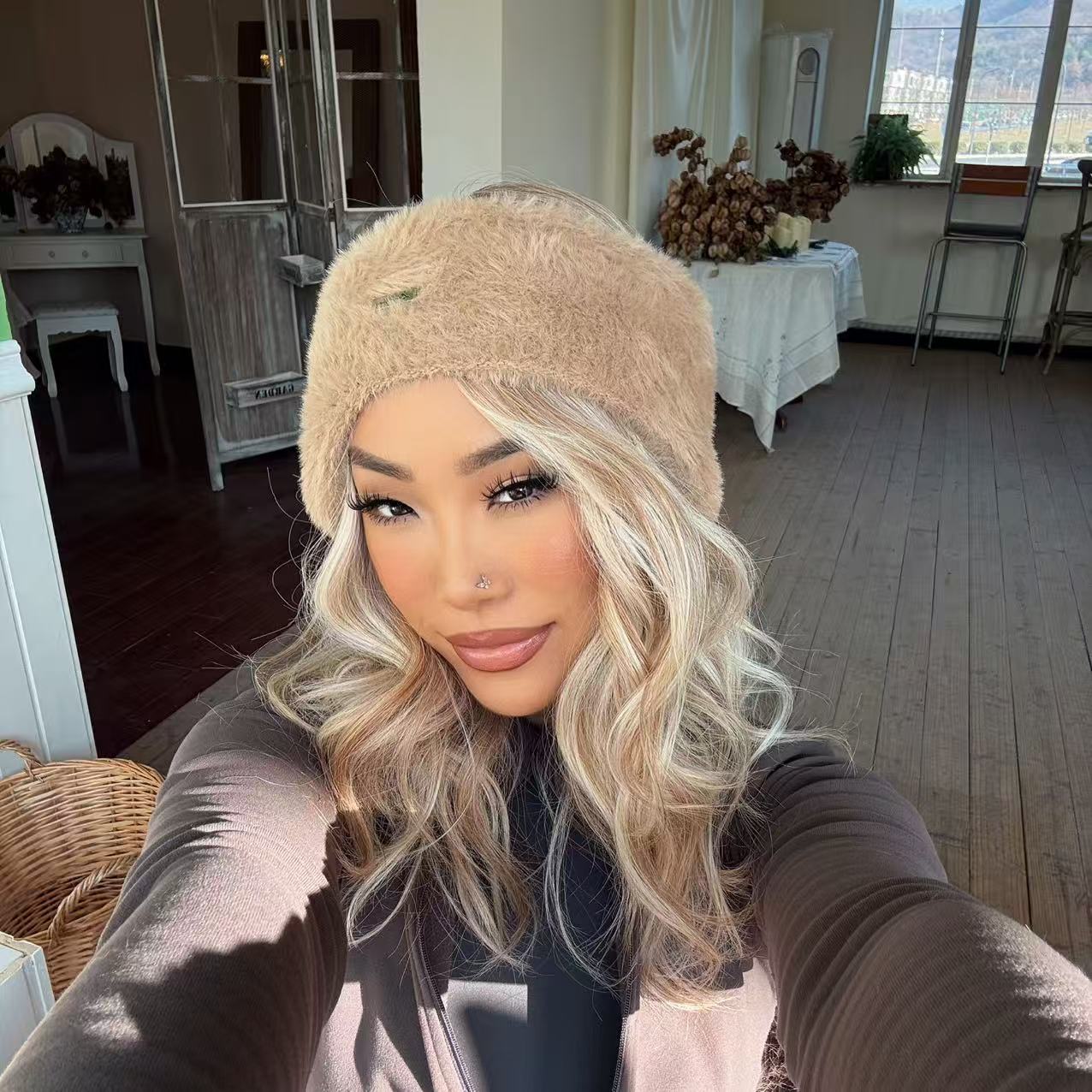 ACON Womens Ear Warmers Headbands Winter Warm Fuzzy Cable Knit Head Wrap Fleece Lined Gifts