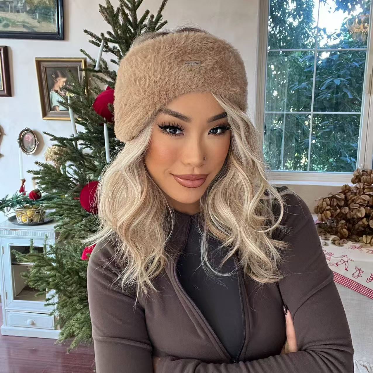 ACON Womens Ear Warmers Headbands Winter Warm Fuzzy Cable Knit Head Wrap Fleece Lined Gifts